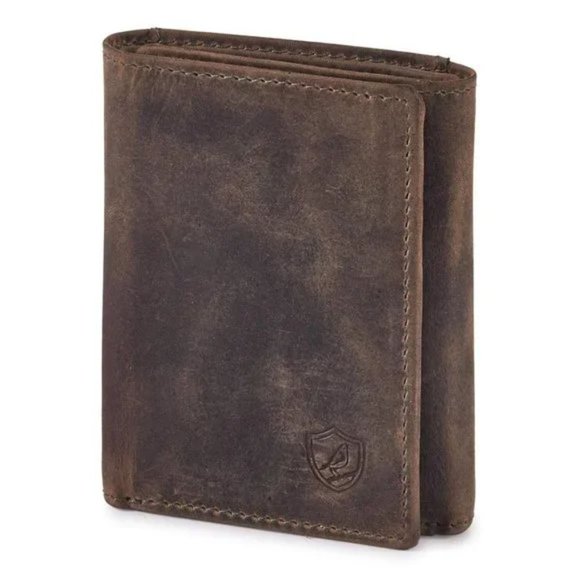 REAL Leather Wallet for Men Moss Green Trifold Wallet